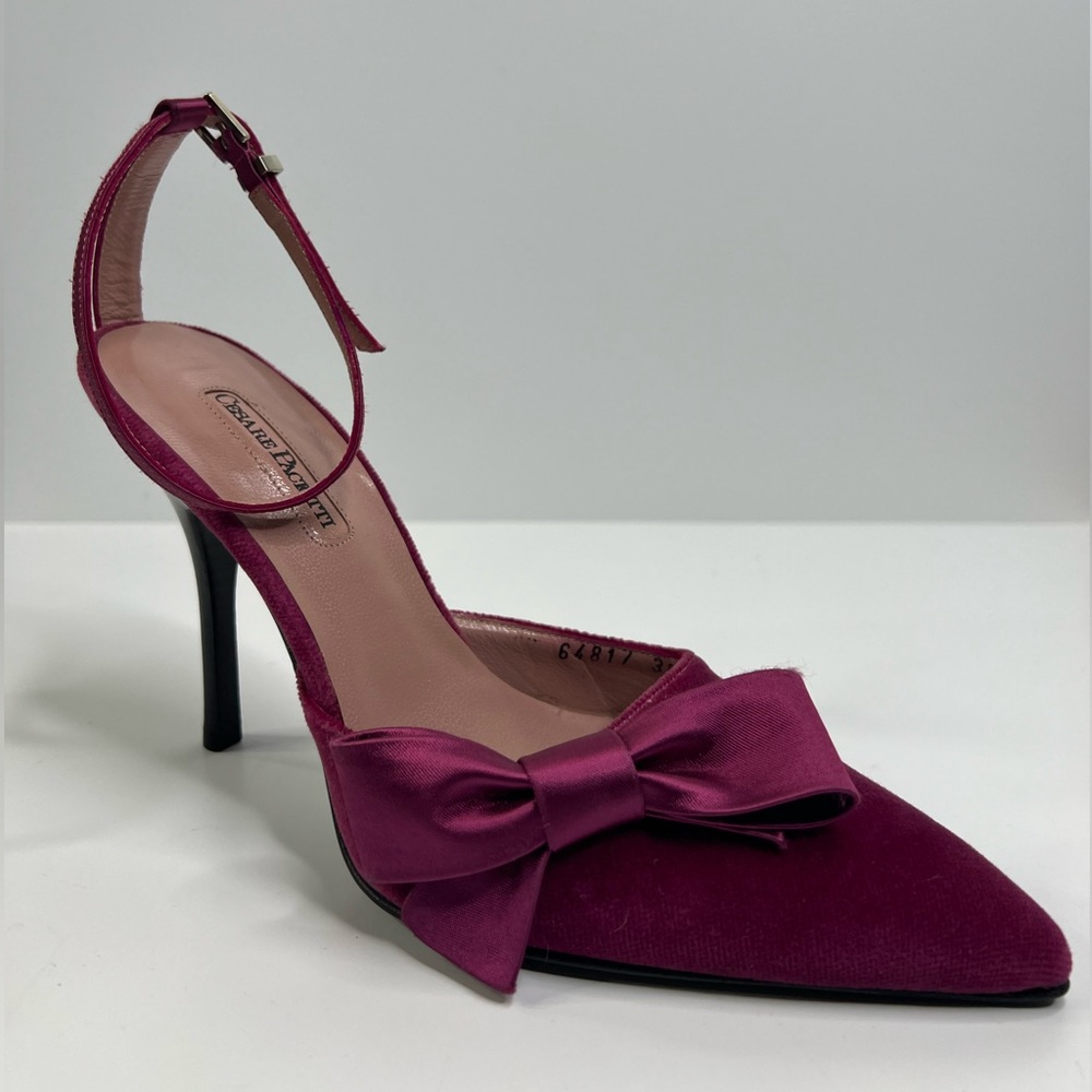 Cesare Paciotti Suede Magenta Bow Pump Size 8